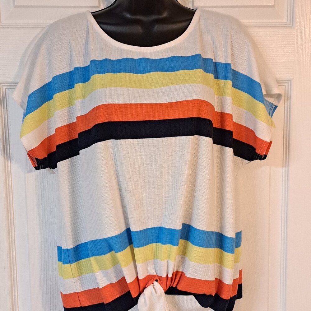 Vine & Love Striped Short Sleeve Top